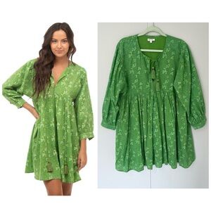 BEAU & RO The Murray Mini Dress in Petite Green Floral